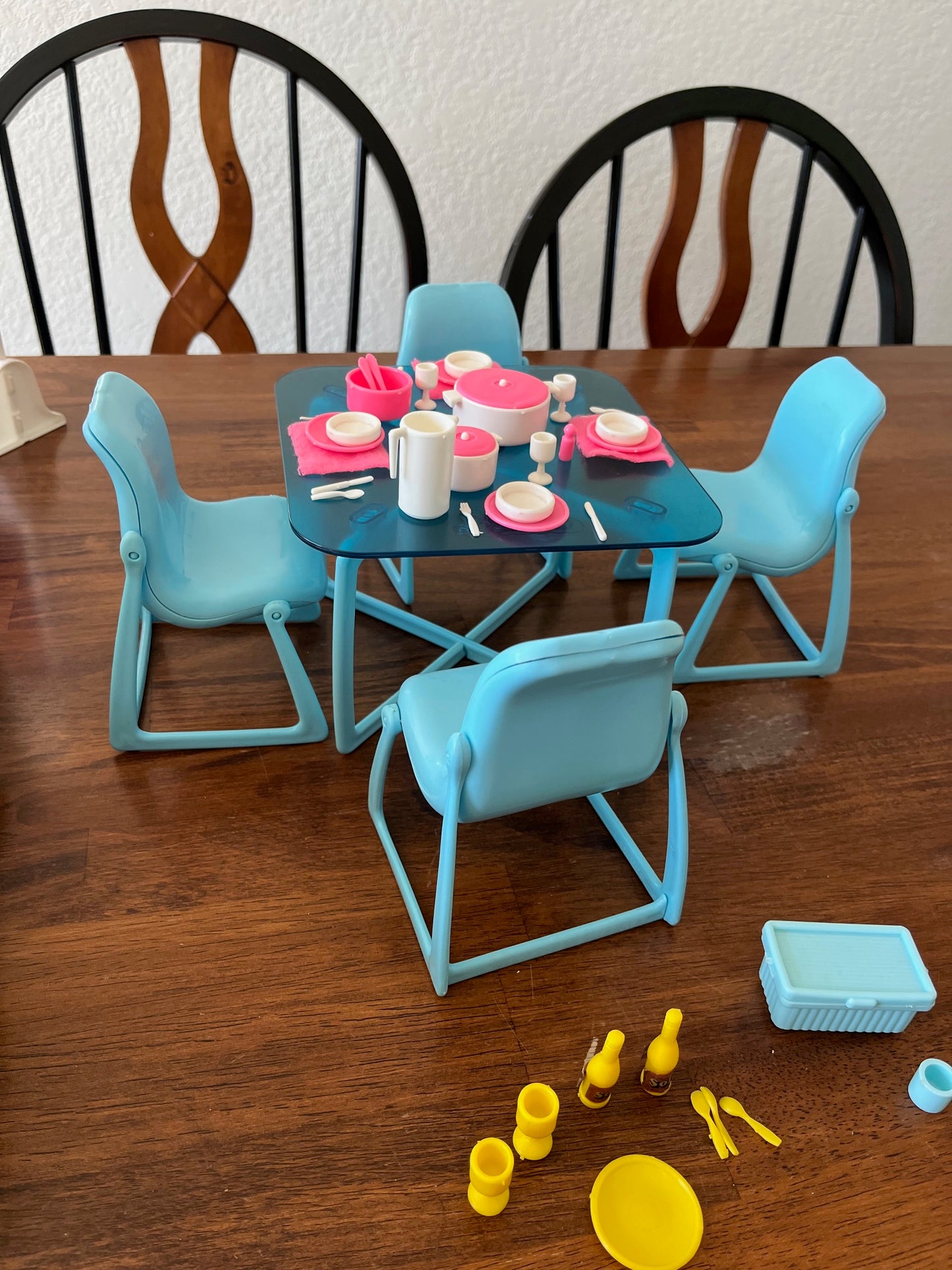 Vintage 1977 Mattel Barbie German Exclusive Rare Pierre Cardin Inspired Modern Dining Table Set With Accessories