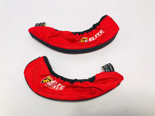 Hockey Skate Guards Black Red Terri Cloth Elite Hockey Youth Child Shoe Size 1-5 Like New