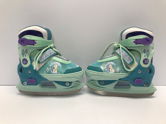 Ice Skates Child Size 8-11 Toddler Shoe Size Adjustable Disney Frozen Teal Purple Like New