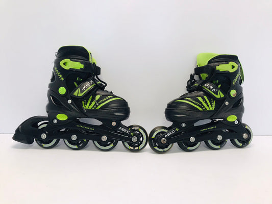Inline Roller Skate Child Youth Size 1-4  Adjustable Black Lime