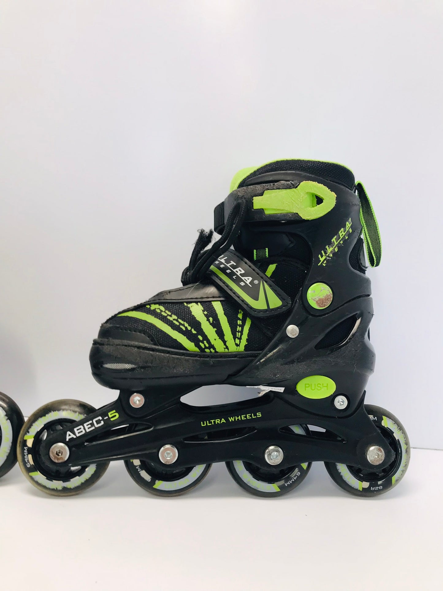 Inline Roller Skate Child Youth Size 1-4  Adjustable Black Lime