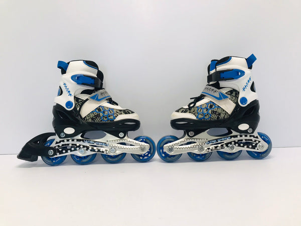 Inline Roller Skates Child Size 1-4 Shoe Size Adjustable Blue White Black Like New Worn Once