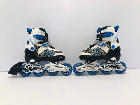 Inline Roller Skates Child Size 1-4 Shoe Size Adjustable Blue White Black Like New Worn Once