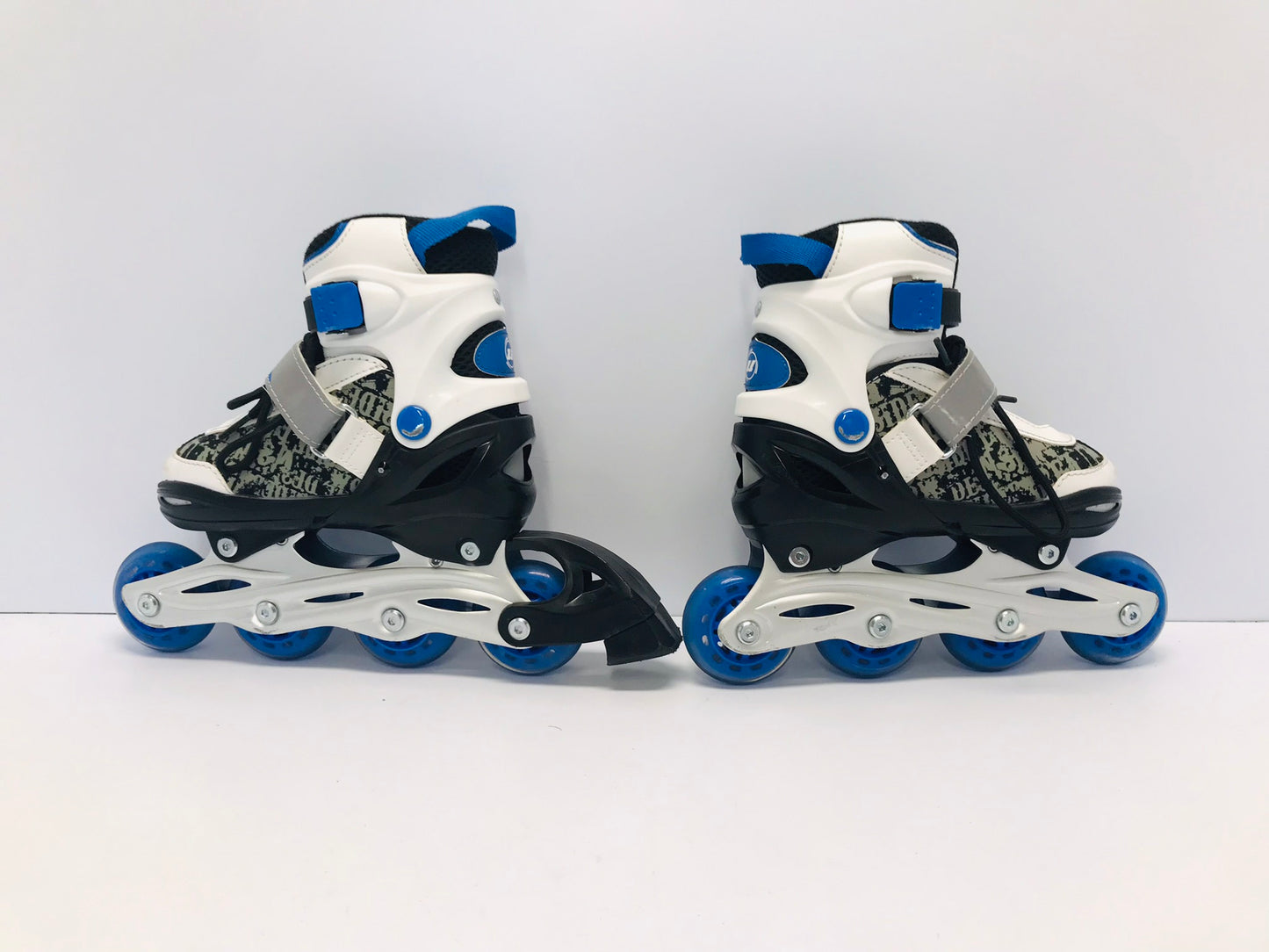 Inline Roller Skates Child Size 1-4 Shoe Size Adjustable Blue White Black Like New Worn Once