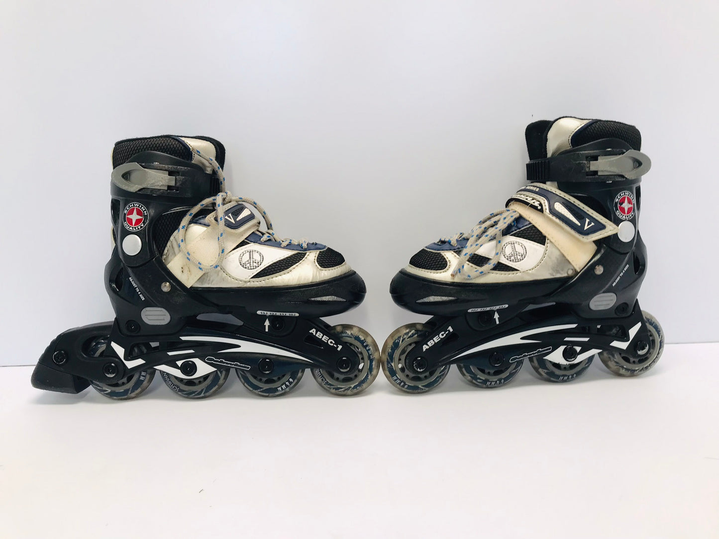 Inline Roller Skates Child Size 10-13 Blue Grey Minor Wear