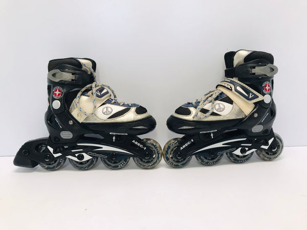 Inline Roller Skates Child Size 10-13 Blue Grey Minor Wear