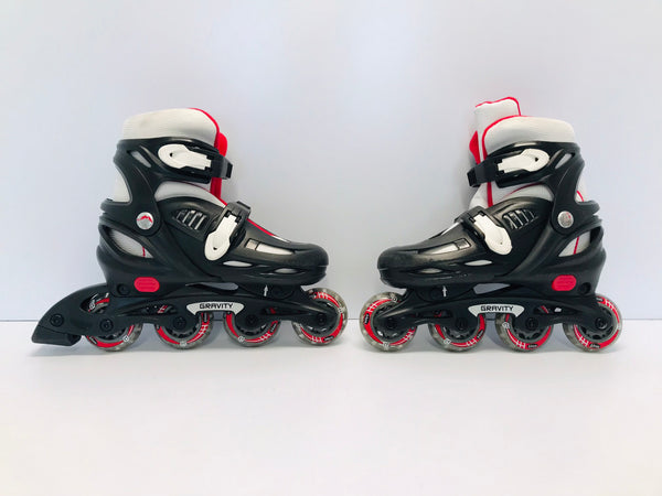 Inline Roller Skates Child Size 12-2 Adjustable Gravity Black Red White Like New