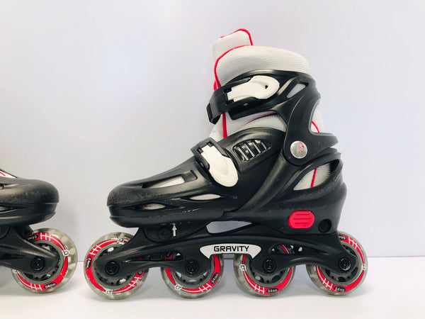 Inline Roller Skates Child Size 12-2 Adjustable Gravity Black Red White Like New