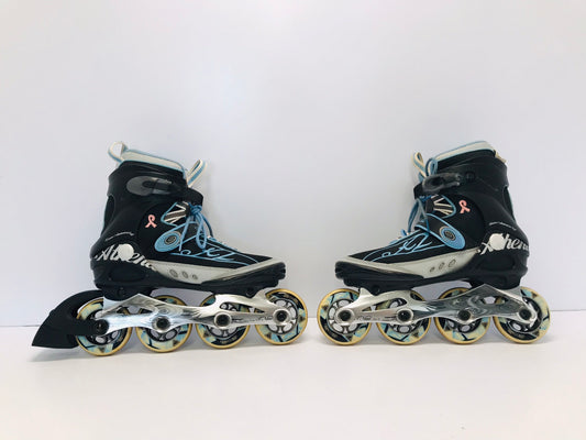 Inline Roller Skates Ladies Size 7.5 K-2 Black Blue Excellent Condition and Quality