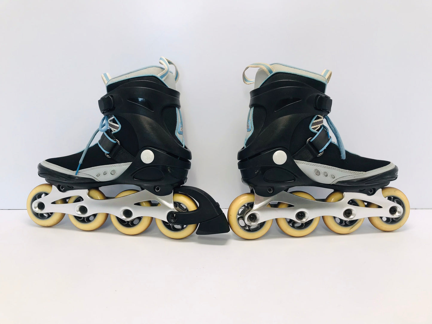 Inline Roller Skates Ladies Size 7.5 K-2 Black Blue Excellent Condition and Quality