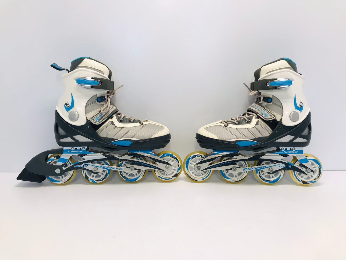 Inline Roller Skates Ladies Size 8 Bladerunner Rubber Wheels Blue White and Grey New Demo Model