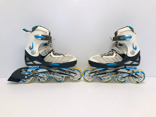 Inline Roller Skates Ladies Size 8 Bladerunner Rubber Wheels Blue White and Grey New Demo Model