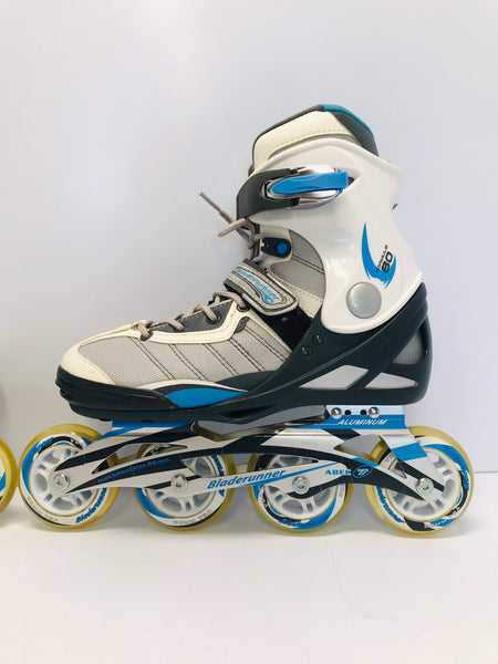 Inline Roller Skates Ladies Size 8 Bladerunner Rubber Wheels Blue White and Grey New Demo Model