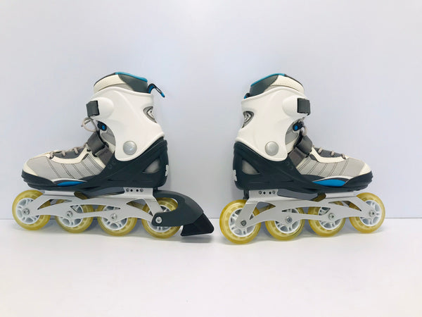 Inline Roller Skates Ladies Size 8 Bladerunner Rubber Wheels Blue White and Grey New Demo Model