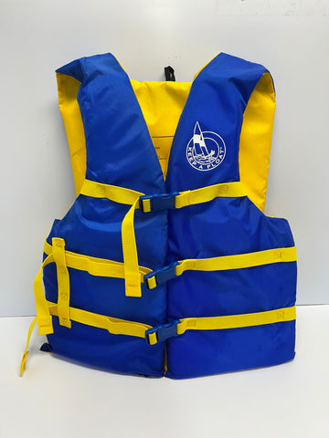 Life Jacket Adult  Size 90-200 lb Universal Keep a Float Blue Yellow