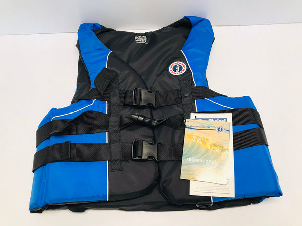 Life Jacket Adult Size X Large Mustang Survival 3 Buckle New With Tags Blue Black