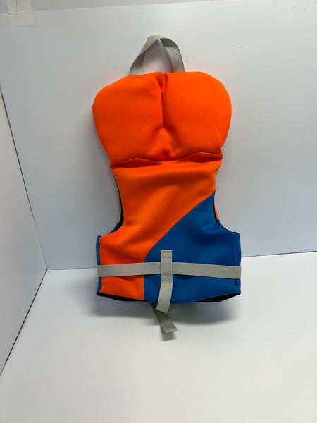 Life Jacket Child Size 30-60 lb Fluid Orange Blue Neoprene Like New