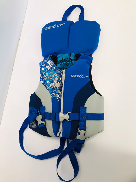 Life Jacket Child Size 30-60 lb Speedo Blue Grey Neoprene Transport Canada Approved Like New