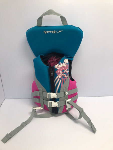 Life Jacket Child Size 30-60 lb Speedo Blue Pink Neoprene Like New