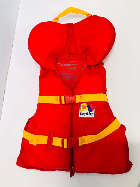 Life Jacket Child Size 60-90 Lb Buoy o Boy Red Yellow Like New Transport Canada Approved