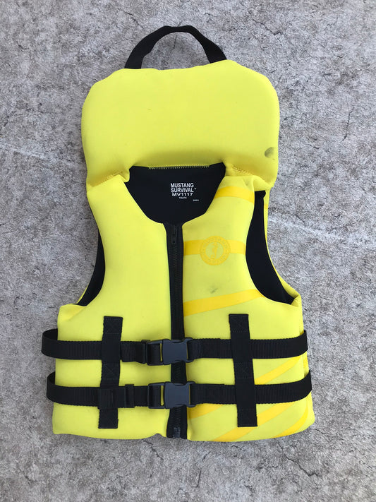 Life Jacket Child Size 60-90 Lb Mustang Survival Neoprene Double Buckles Neone Yellow Black