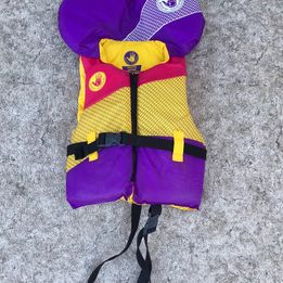 Life Jacket Child Size 60-90 Lb Youth Body Glove Purple Pink Yellow Excellent
