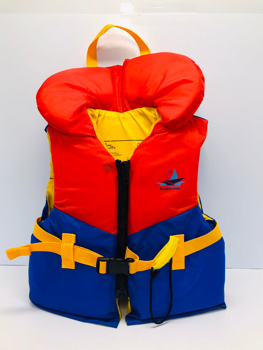 Life Jacket Child Size 60-90 Lb Youth Trekk Marine  Blue Orange With Whistle Like New