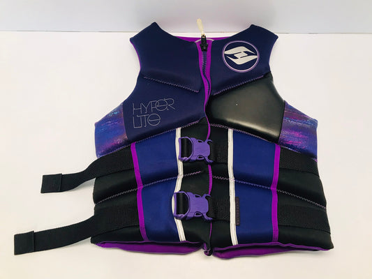 Life Jacket Ladies Size Medium Hyperlite Neoprene Black Purple Double Buckles Surf Paddleboard Water Ski