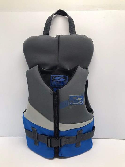 Life Jacket Vest Child Size 60-90 Youth fluid Blue Grey Neoprene Like New Transport Canada Approved