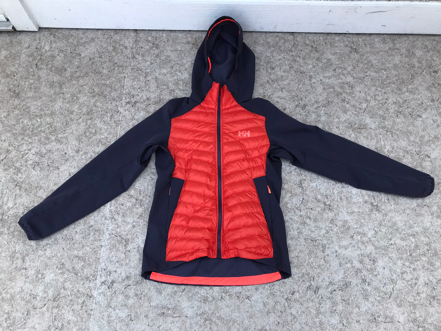 Light Weight Coat Ladies Size Small HELLY HANSEN Insulated Marine Blue Tangerine Puffer Style Like New