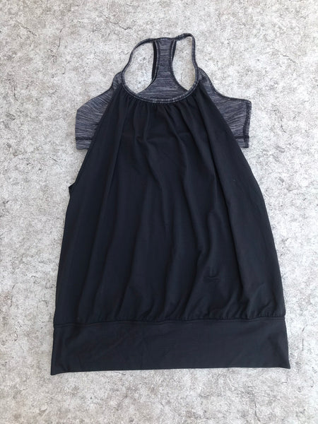 LuLuLemon Ladies Size Large With Support Bra Inside Yoga Workout Tank Top  Black Grey  Like New