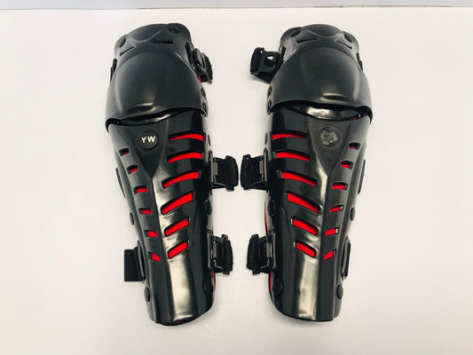 Motocross BMX Dirt Bike Shin Pads Child Size 10-12 Black Red New