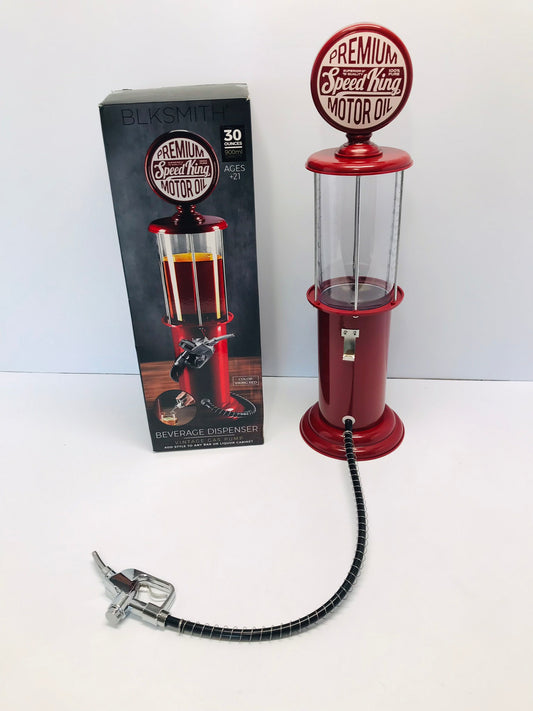 New In Box BLKSMITH Pump Dispenser for Home Bar  Vintage Style Red Plastic 30 Fl. oz Decanter for Man Cave Decor  Beverage Dispenser