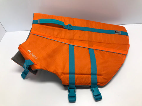 RC Pets Dog Life Vest Jacket X-Large Adjustable 90-120 Lbs Orange Grey Like New