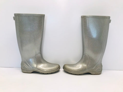 Rain Boots Child Size 1 Silver Glitter Waterproof