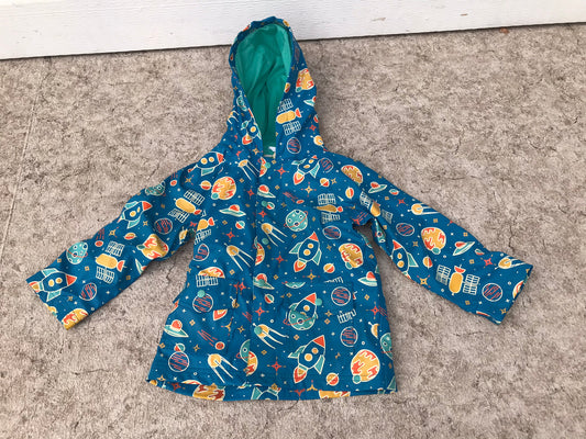 Rain Coat Child Size 4 Oakiwear Rain Gear Blue Teal Space Waterproof