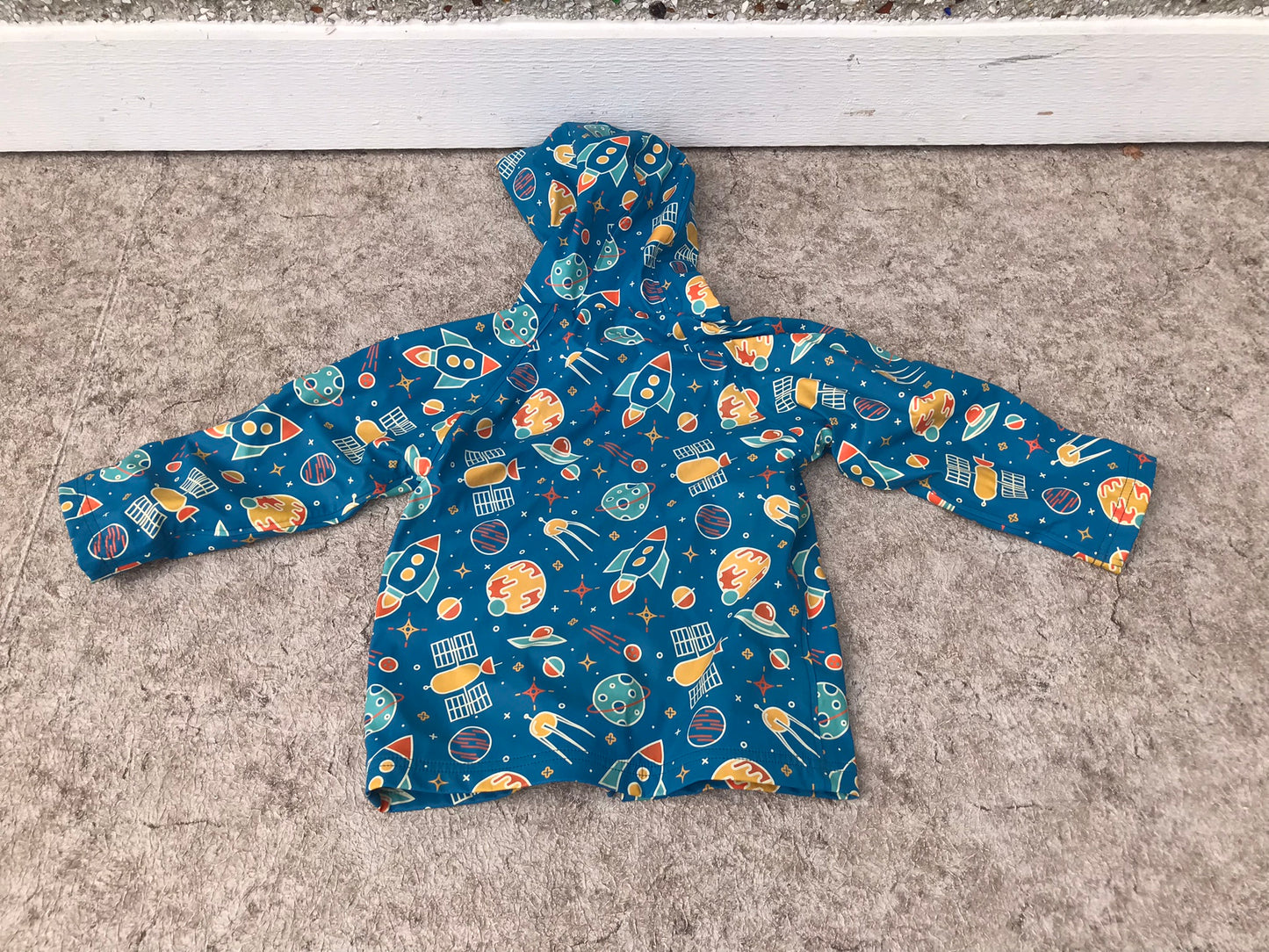 Rain Coat Child Size 4 Oakiwear Rain Gear Blue Teal Space Waterproof