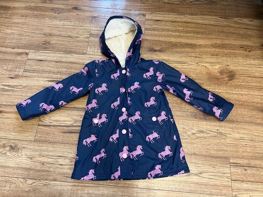 Rain Coat Child Size 7 Hatley Blue Pink Unicorn Minor Nicks On Back