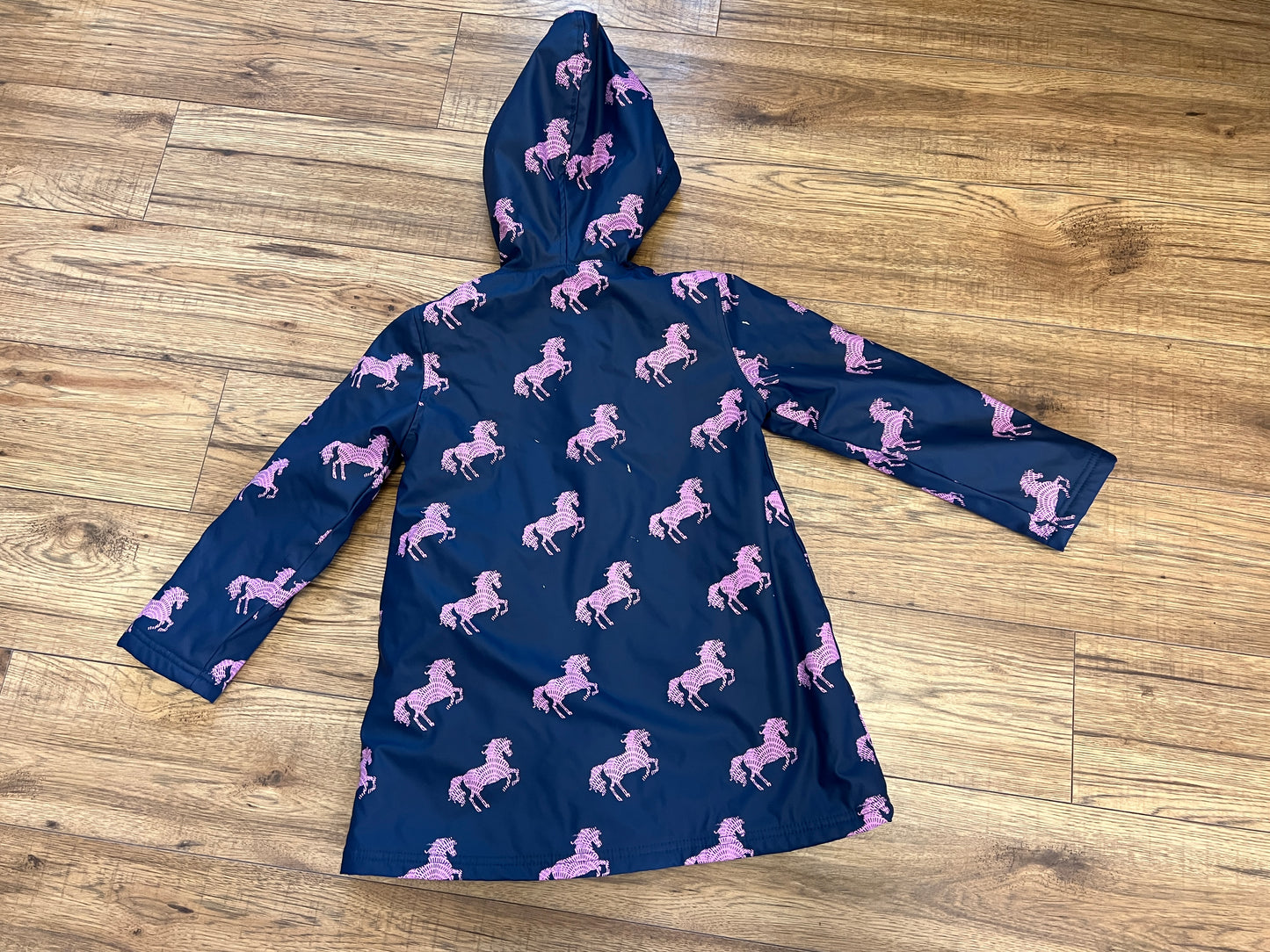 Rain Coat Child Size 7 Hatley Blue Pink Unicorn Minor Nicks On Back