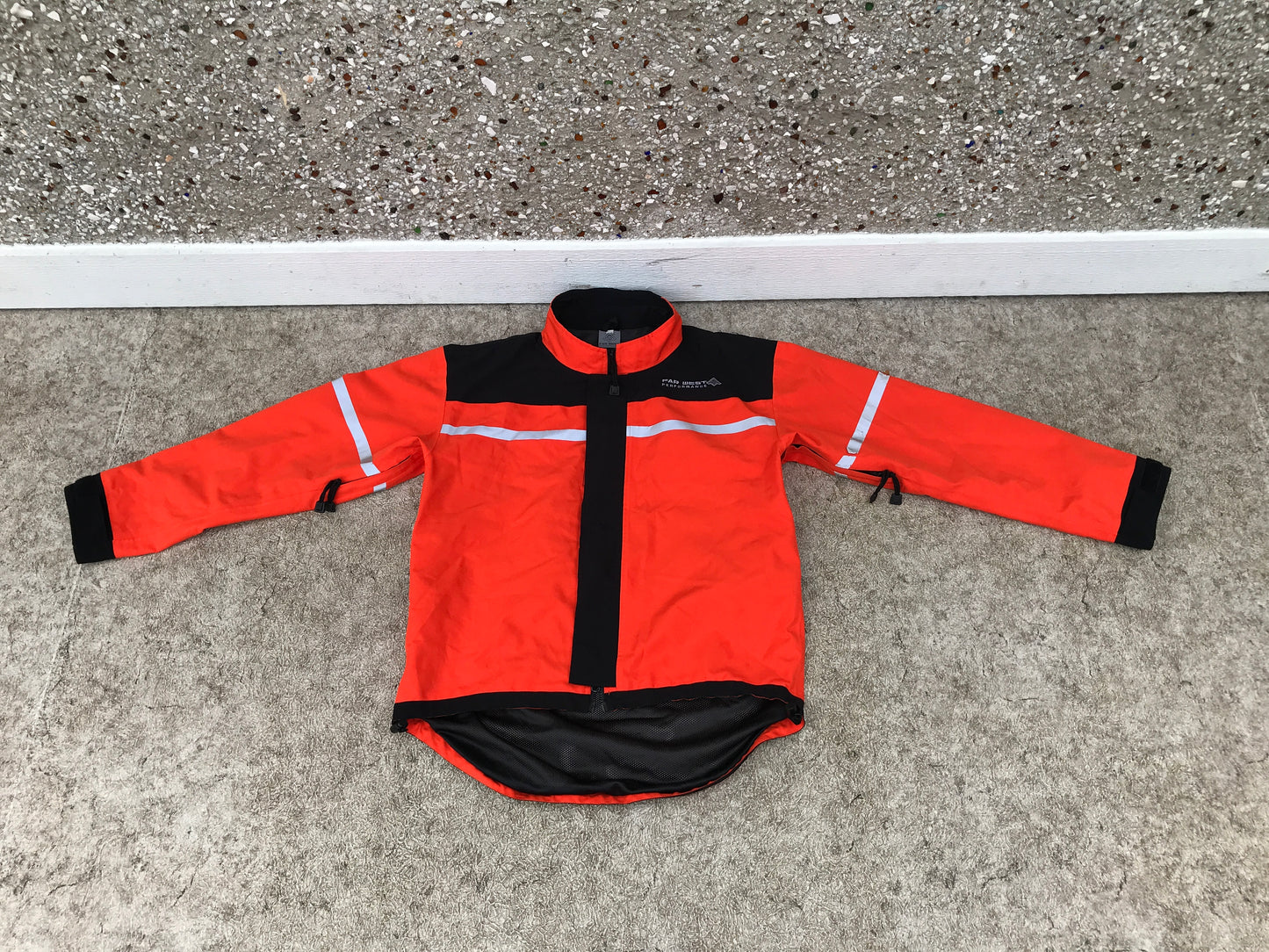 Rain Coat Men's Size Medium Far West Gore-Tex Waterproof Safety Reflectors Orange Black Excellent