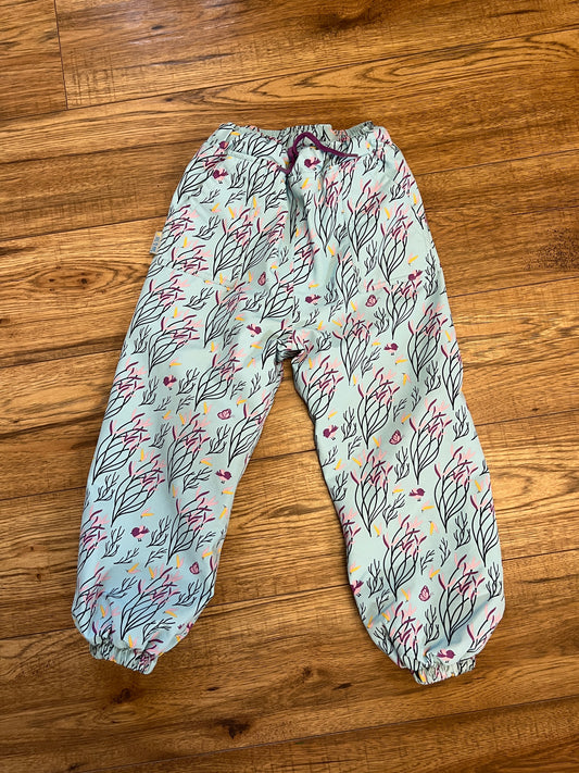 Rain Pants Child Size 4 Jan And Jul Rain Snow Fleece Lined Blue Purple Butterflys Like New