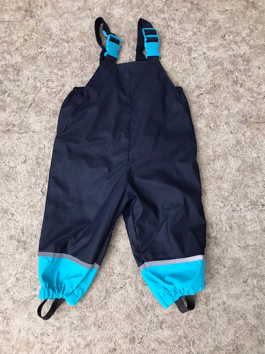Rain Pants With Bib Child Size 18 Month From Europe Navy Blue Waterproof  Excellent