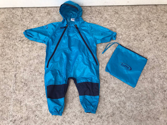 Rain Suit Child Size 18 Month Muddy Buddy Tuffo Pants Coat Blue and Black With Bag Excellent