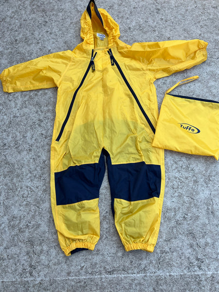 Rain Suit Child Size 5 Muddy Buddy Tuffo Pants Coat Yellow and Marine Blue NEW Never Used  With Bag