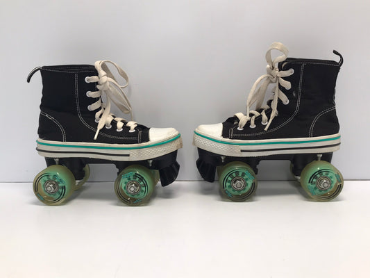 Roller Skates Roller Derby Child Size 3 Canvas Shoe Style Rubber Wheels