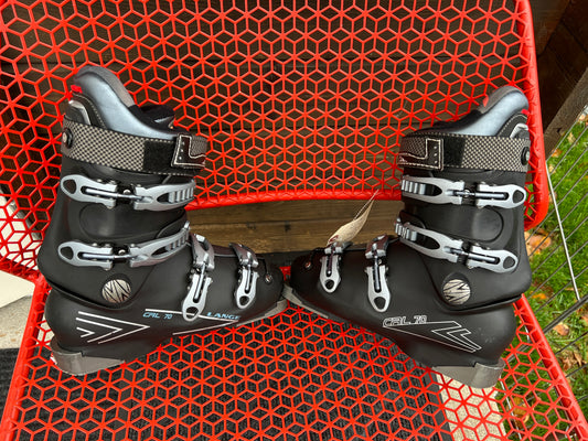 Ski Boots Mondo Size 26.0 Men Size 8 Women Size 9 Lange 299 mm Black Metal Excellent Adjustable Buckles