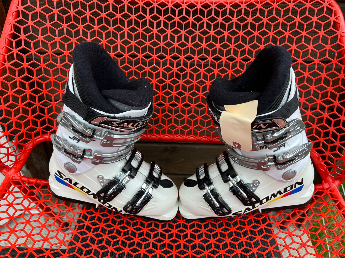 Ski Boots Mondo Size 22.0 child Size 4-5 Salomon 267 mm Black White 4 Buckle