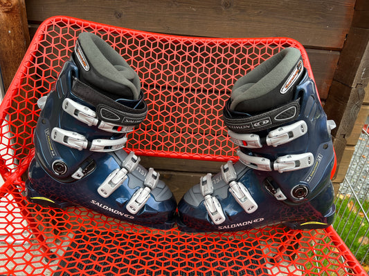 Ski Boots Mondo Size 27.0 Men Size 9 Women Size 10 Salomon 315 mm Marine Blue With Walk Ski Mode Button