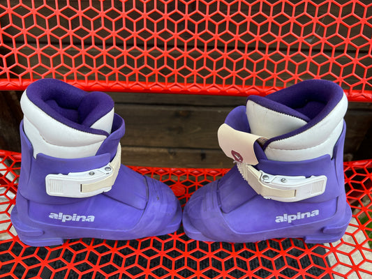 Ski Boots Mondo Size 13.5 Toddler child Size 6-7 Alpina 174 mm Purple Minor Wear This is the Smallest Made
