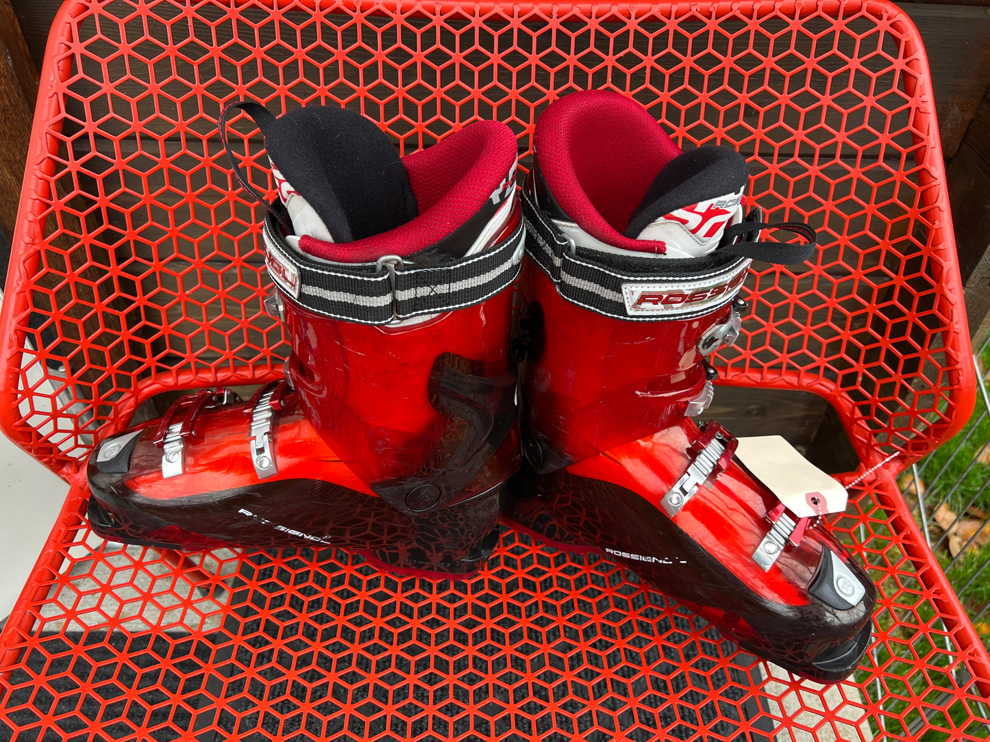 Ski Boots Mondo Size 26.5 Men Size 8 Women Size 9 Rossignol 310 mm Red Black Excellent Adjustable Buckles